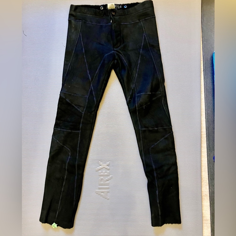 VTG Calvin Klein Collection Black Shearling/Suede Pants w/ Zippered Legs EUC